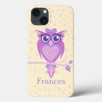 Cute girls owl purple & yellow ipad case