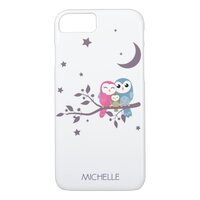 Cute Night Owls Add Your Name | Nature iPhone 8/7 Case