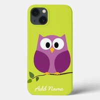 Cute Colorful Owl Cartoon Script Name iPhone 13 Case