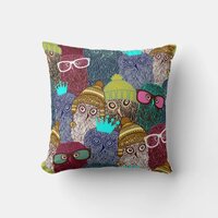 Owl in crown throw pillow
