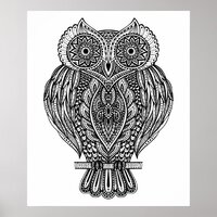 Inspired Hand Drawn Ornate Owl 2 Poster