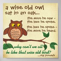 Wise Old Owl - Proverb - Mini Poster