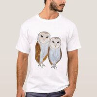 Bird watercolor barn owl love painting T-Shirt
