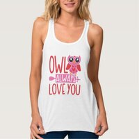 owl love you graphic design funny play on words tank top