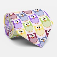 Cute Owls, Owl Pattern, Baby Owls, Colorful Owls Neck Tie