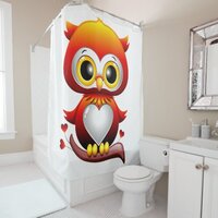 Baby Owl Love Heart Cartoon  Shower Curtain