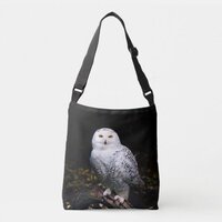 Majestic winter snowy owl crossbody bag