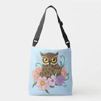 Spring Pastel Flowers Owl Crossbody Bag