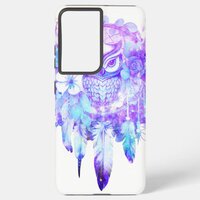 Owl Totem Dreamcatcher Floral Feather Purple Tint Samsung Galaxy S21 Ultra Case