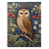 Owl in the garden William Morris style Notebook