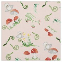 Woodsy Forest Creatures Owl Pink Baby Girl Nursery Fabric