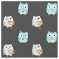 Owls Wedding Bride and Groom Cute Patterned Fabric