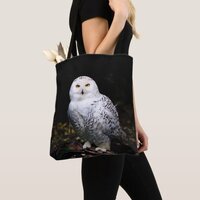 Majestic winter snowy owl tote bag
