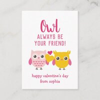 Owl Always Be Your Friend Kids Valentine's Cards