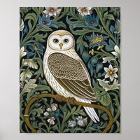 White owl art nouveau style poster
