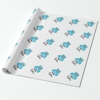 Custom boy baby shower blue owl wrappingpaper
