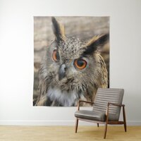Cute eagle owl photography tapestry