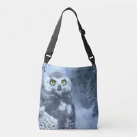 Snowy Owl in Winter Crossbody Bag