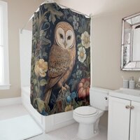 Beautiful owl in the garden art nouveau style shower curtain