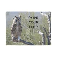 Great Horned Owl Says Wipe Your Feet! Doormat