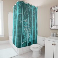 Blue Grunge Owl Art Shower Curtain