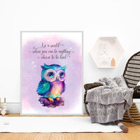 Cute owl digital poster. Digital download wall art