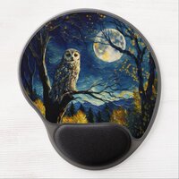Moonlit Serenity - Van Gogh's Whimsical Owl - Gel Mouse Pad