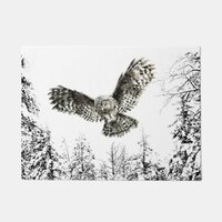 Original Watercolor Striking or Hunting Owl Bird Doormat