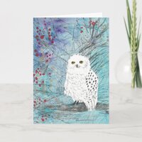 Snowy owl - winter holiday blank card