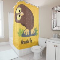 Cute curious funny brown owl cartoon illustration shower curtain