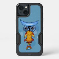 Fantasy Bright Colorful Owl On blue Circles Dashes iPhone 13 Case