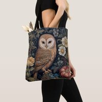 Beautiful owl in the garden art nouveau style tote bag
