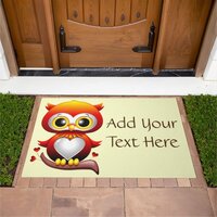 Baby Owl Love Heart Cartoon  Doormat