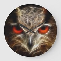 Red glow eyes owl Large Clock