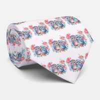 Owls in Love Sitting on a Tree Branch Neck Tie