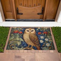 Owl in the garden William Morris style Doormat
