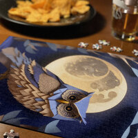 Night Owl In Tree, Woodland Moon Paper Craft Blue Jigsaw Puzzle