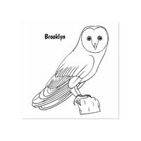 Barn owl bird cartoon illustration rubber stamp
