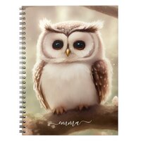 Cute Watercolor Owl Notebook With Name