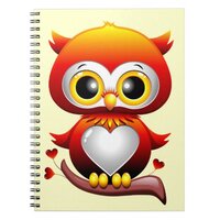 Baby Owl Love Heart Cartoon  Notebook