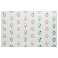 Cute Blue And Pink Owls Pattern Fabric