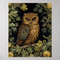 Art nouveau owl in the forest poster