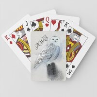 Snow Owl on Post Monogram Playing Cards