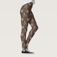 Barn and Hoot Owl Over a Brown Moss Pattern Leggings