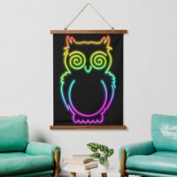 Owl Psychedelic Neon Light Button Hanging Tapestry