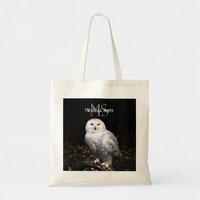 Majestic winter snowy owl monogram custom name tote bag