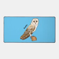 Barn owl bird cartoon illustration desk mat