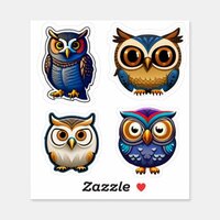 "Whoo's Adorable?" Pack #1 of Cute Cartoon Owls Sticker