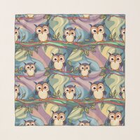 Cute Colorful Owl Pattern Scarf