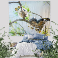 Funny Baby Owls Great Horned Owlets  Fine Art Tapestry